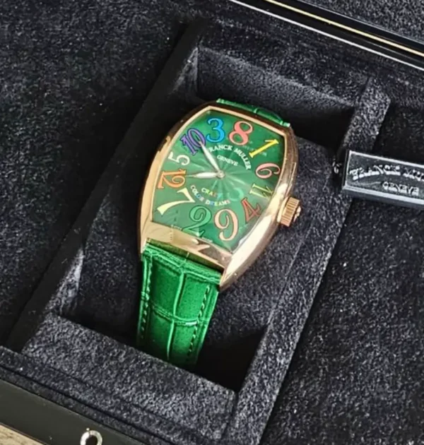 Franck Muller Crazy Hour 18k Rose Green Wristwatch
