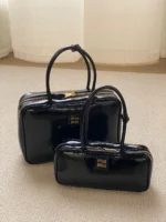 MIU MIU Beau Patent Leather Tote Bag black