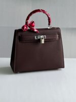 Hermes Kelly 25 Palladium Hardware Structured Handbag