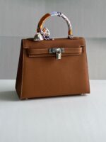 Hermes Kelly 25 Palladium Hardware Structured Handbag