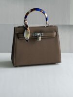 Hermes Kelly 25 Palladium Hardware Structured Handbag