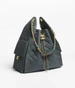 Dark Blue Chanel Medium 25 Hobo Bag Toile Canvas Antique Gold Hardware