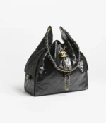 Black Chanel Medium 25 Hobo Bag Toile Canvas Antique Gold Hardware