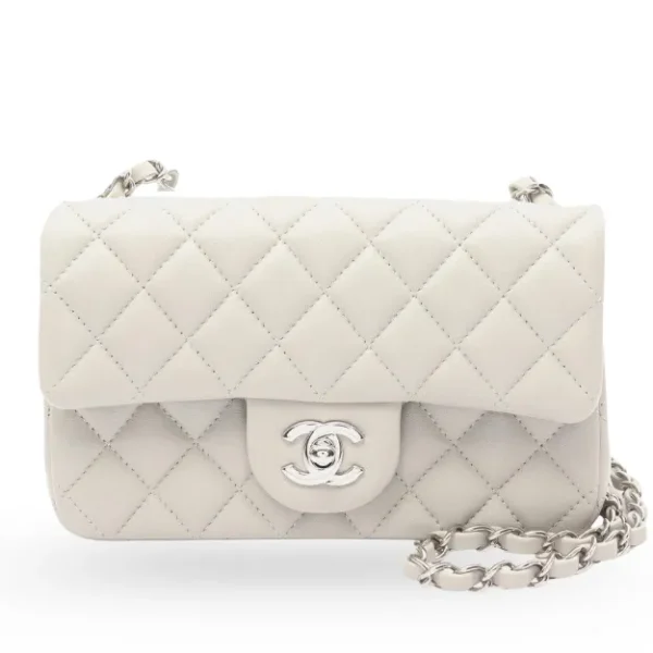 Chanel Mini Gray Lambskin Chain Shoulder Bag