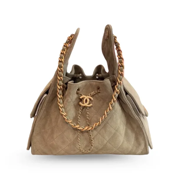 Brown Chanel Medium 25 Hobo Bag Toile Canvas Antique Gold Hardware