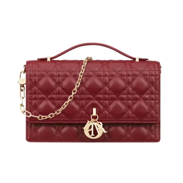 Dior Top Handle Bag Cherry Red Cannage Lambskin