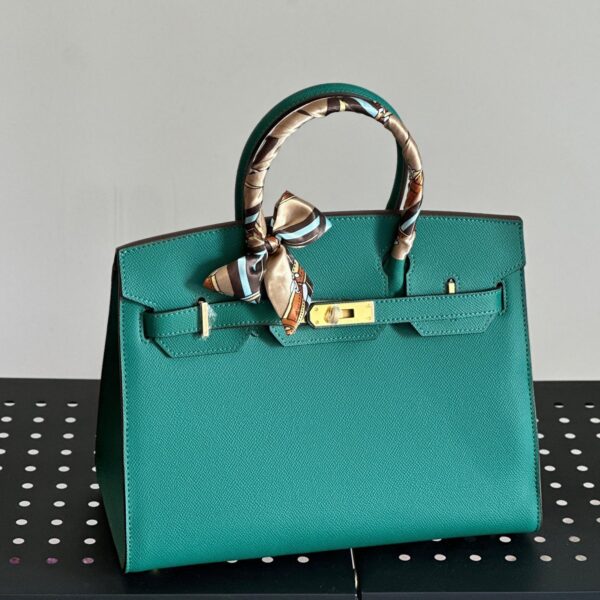 Hermès Birkin 30 handbag in Vert Jade Epsom leather with scratch-resistant finish and polished palladium hardware