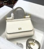 Dolce & Gabbana Sicily Medium Top Handle Bag in black Dauphine leather with structured silhouette and removable shoulder strap