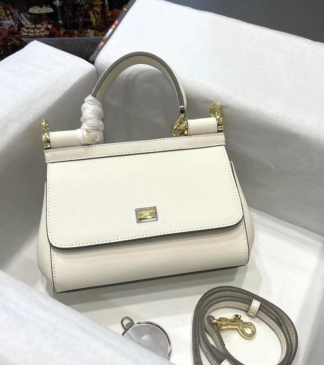 Dolce & Gabbana Medium Sicily Dauphine Top Handle Bag Dolce & Gabbana Sicily Medium Top Handle Bag in black Dauphine leather with structured silhouette and removable shoulder strap