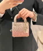Dior Lady Dior Pink Metallic Leather Micro Bag
