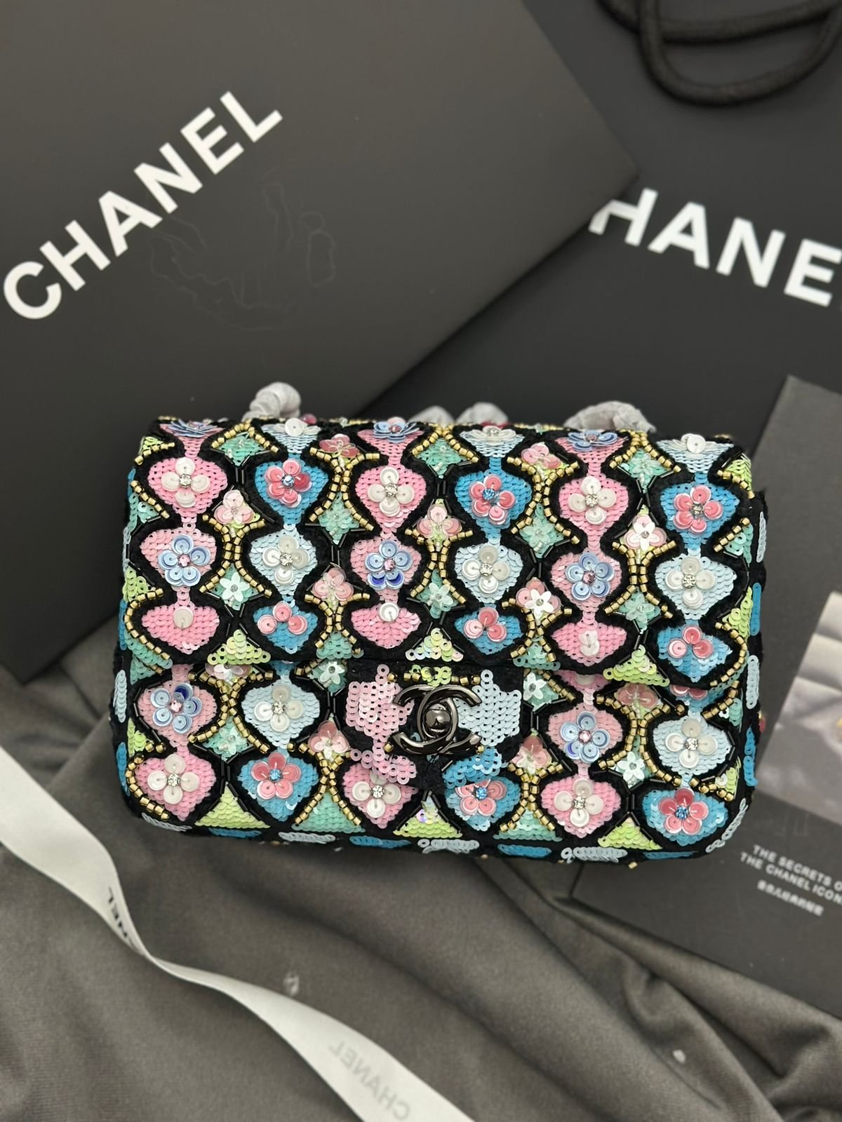 chanel-multicolor-sequin-embroidered-flap-bag-floral-silver-hardware chanel-multicolor-sequin-embroidered-flap-bag-floral-silver-hardware