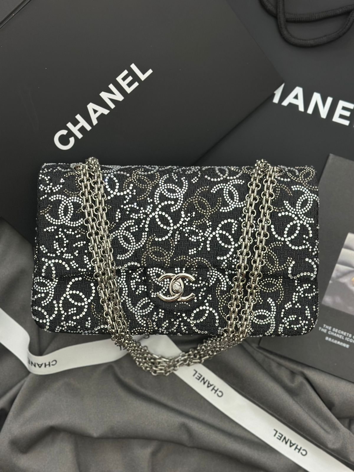 WhatsApp-Image-2025-02-07-at-9.00.37-PM.jpeg Chanel Classic Flap Bag – Black with Crystal Embellished CC Pattern - Image 1
