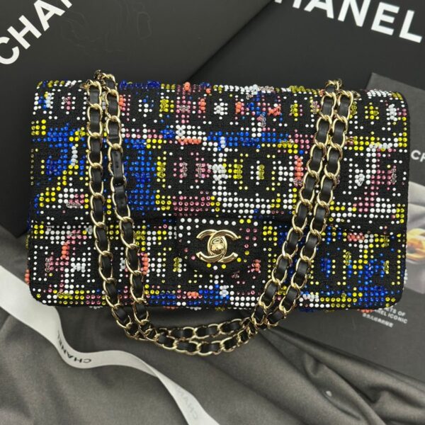 Chanel-Inspired Crystal Embellished Chain Flap Bag