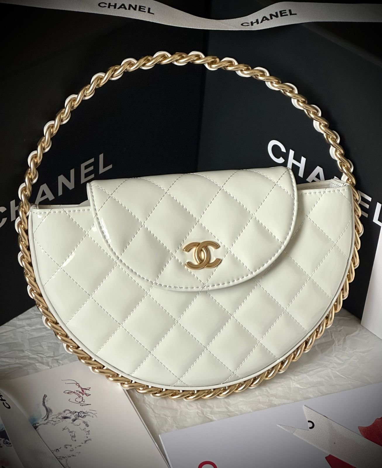 WhatsApp-Image-2025-02-10-at-10.57.40-PM-1.jpeg Chanel Chain Around Hoop Bag - Timeless Elegance - Image 1