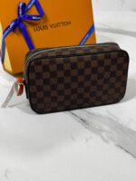 Louis Vuitton Cosmetic Pouch Damier Ebene Canvas Makeup Bag