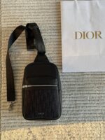 Dior Saddle Messenger Bag Black Grained Calfskin Leather
