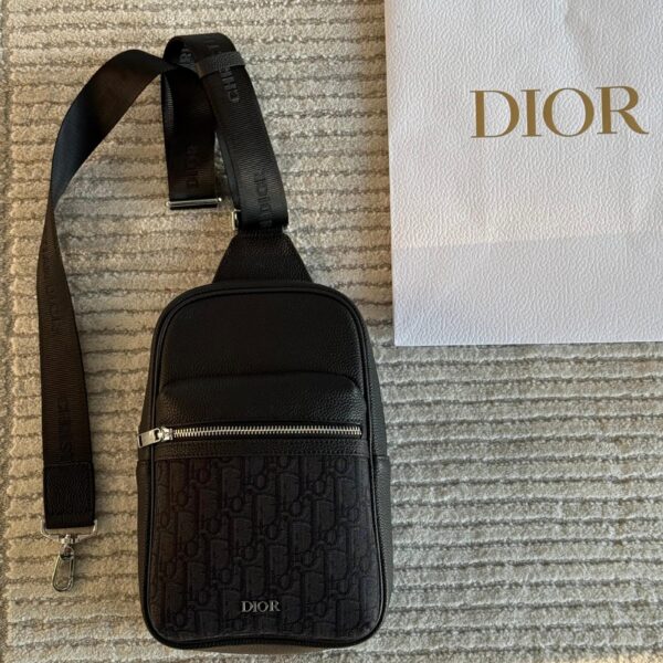 Dior Saddle Messenger Bag Black Grained Calfskin Leather