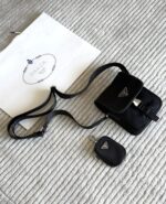 Prada Saffiano Leather Camera Bag Triangle Logo Crossbody