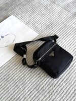 Prada Saffiano Leather Camera Bag Triangle Logo Crossbody