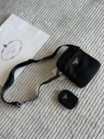 Prada Saffiano Leather Camera Bag Triangle Logo Crossbody