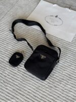 Prada Saffiano Leather Camera Bag Triangle Logo Crossbody