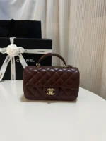 Chanel Lambskin Quilted Bi-Color Mini Top Handle Bag