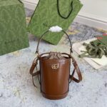 GUCCI Ophidia mini bucket bag in brown leather