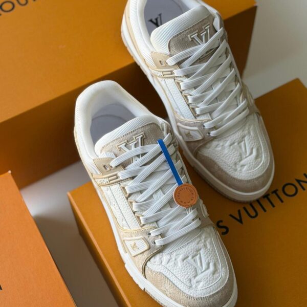 Luxury LV Trainer Sneaker White Beige Dubai Exclusive - Premium Leather Casual Shoes UAE