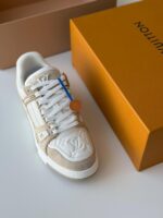Luxury LV Trainer Sneaker White Beige - Image 2