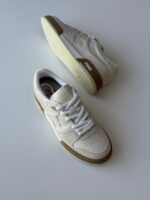 Fendi Match White Suede Low Tops with contrasting yellow sole and FF logo detail