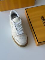 Fendi Match White Suede Low Tops with contrasting yellow sole and FF logo detail