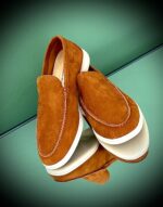 Men's Soft Bottom Suede Leather Loafer with flexible driving sole and classic stitching detail