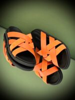 Hermès Kazmir Men's Cross Slippers in soft suede leather with signature H-stitching and rubber sole