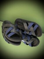 Hermès Kazmir Men's Cross Slippers in soft suede leather with signature H-stitching and rubber sole