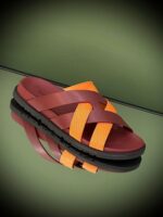 Hermès Kazmir Men's Cross Slippers in soft suede leather with signature H-stitching and rubber sole