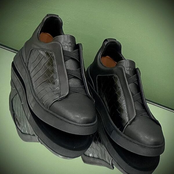 Zegna Triple Stitch Velvet Low-Top Sneakers in deep blue with flexible elastic laces and hand-stitched construction