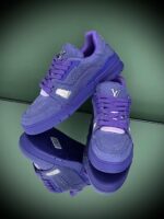 Louis Vuitton LV Trainer Sneaker in white calf leather with colorful detailing and Virgil Abloh design signature