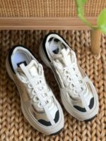 Men’s Platform Vintage Suede Leather Trainer Sneakers with gum sole and retro color blocking