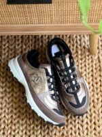 Men’s Platform Vintage Suede Leather Trainer Sneakers with gum sole and retro color blocking