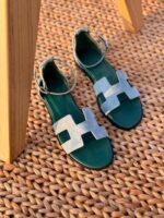 Hermès Santorini sandals with signature H-cutout and adjustable ankle strap