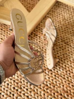 Gucci crystal GG motif high heel sandals with slim stiletto in UAE
