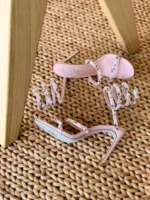 René Caovilla 105mm sandals with pearl and crystal wrap-around serpent straps