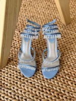 René Caovilla Chandelier 105mm sandals with hanging crystal droplet jewels