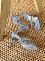 René Caovilla Chandelier 105mm sandals with hanging crystal droplet jewels