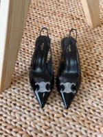 Celine pointed-toe kitten heels in premium calfskin with logo hardware