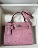 Hermès Kelly Sellier 25 Ostrich Exotic Leather Palladium Hardware