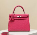 Hermès Kelly Sellier 25 Ostrich Exotic Leather Palladium Hardware