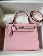 Hermès Kelly Sellier 25 Ostrich Exotic Leather Palladium Hardware