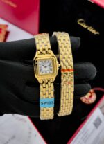 Panthère de Cartier watch with yellow gold double loop wrap bracelet