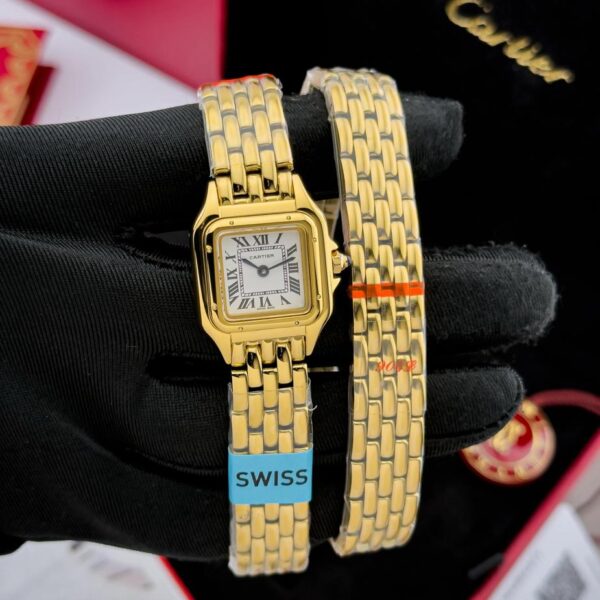 Panthère de Cartier watch with yellow gold double loop wrap bracelet